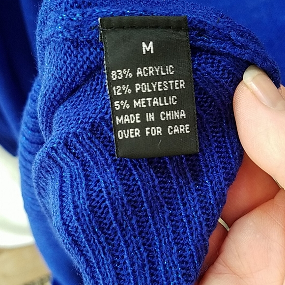 NWT AGB Sparkly Tunic Sweater in Cobalt Blue! - Picture 5 of 6